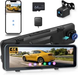 SnelShoppen - 4K + 1080P Achteruitkijkspiegel Dashcam Auto met GPS, ADAS, BSD, WLAN, 10,88 Inch Touchscreen, Achteruitrijcamera, Parkeermodus, G-senso — thumbnail 1