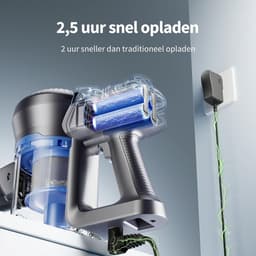 Draadloze Stofzuiger - Steelstofzuiger Handstofzuiger - Huis en Auto - 23kPa Zuigkracht - 35 Min Looptijd - Blauw — thumbnail 2