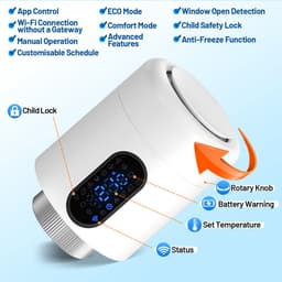 Radiator Thermostaat WiFi – Raamdetectie, Vorstbeveiliging en Kinderslot – Wit – 3-pack — thumbnail 3
