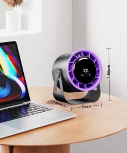 Solvix tafel ventilator geluidloos - Bureauventilator - USB Oplaadbaar - 100 Snelheidsinstellingen - 360° Verstelbaar - Voor Thuis, Kantoor & Kamperen — thumbnail 5