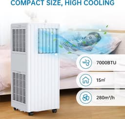 Mobiele Airconditioner - Draagbare Airco - Ruimte Koelen - 3-in-1 Functie - 7000 BTU - Wit — thumbnail 5