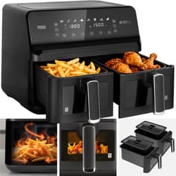 Teesa AIR FRYER DUAL POT XXL - Heteluchtfriteuse - 2700W - 8L - Twee Kommen — thumbnail 1