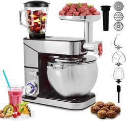 Keukenmachine - Mixer Vleesmolen - Culinaire Bereidingen - Krachtige Planetaire Beweging - 12 Liter Kom - Zilver — thumbnail 1
