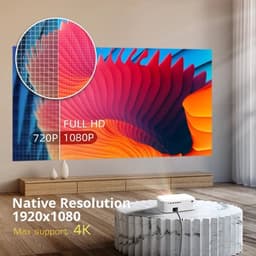 Byintek - K45 - Beamer - Projector Beamer - Mini Meamer - 4k - Full HD 1080P - 1920x1080dpi - Automatische focus - met WiFi - 950ANSI Lumens - Wit — thumbnail 1
