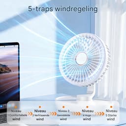 longziming -Oscillerende Mini Tafelventilator - Compacte Bureaukoeler - Draadloze Ventilator - 120° Horizontale Oscillatie - Borstelloze Koperen Motor - LED Digitalaanwijzing - Fluisterstil Koelcomfort - 1 Stuk — thumbnail 5