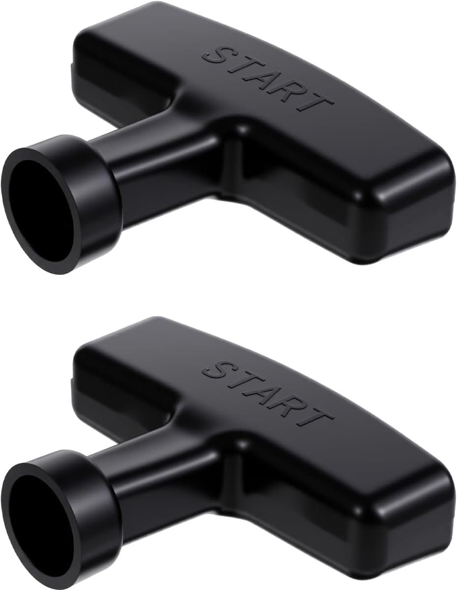 SnelShoppen - Pack van 2 Trekstartknoppen, Trekhandvat, Zwart Vervangingshandvat voor Grasmaaier en Kettingzaag, Duurzaam en Stevig, Tuinaccessoires, — afbeelding 1