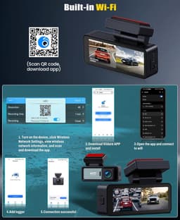 SnelShoppen - 4K Dual Dashcam Voor Auto - Voor- en Achtercamera - GPS, Nachtzicht, 150° Hoek, G-Sensor, 24/7 Parkeermodus - Hoogwaardige Beveiliging — thumbnail 4