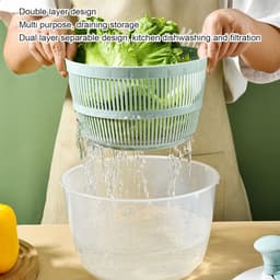 Salade Spinner - Groente Droger - Snel Salade Maken - Multifunctioneel Vergiet - 5 Liter - Blauw — thumbnail 2