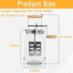 Handmatige Boter Maken - Keukenapparaat - Thuisbereiding - Glazen Preserveerpot - 1.5 Liter Capaciteit - Zilver Transparant — thumbnail 4