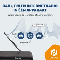 Denver DAB Internetradio - DAB - FM - Internetradio - Noodradio - Bluetooth - Alarmfunctie - DIR200 — thumbnail 2