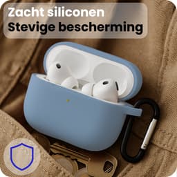 Hoesje - Geschikt voor Apple Airpods Pro 3 - Siliconen Hoes met Clip - Silicone Case Cover - Lichtblauw — thumbnail 4