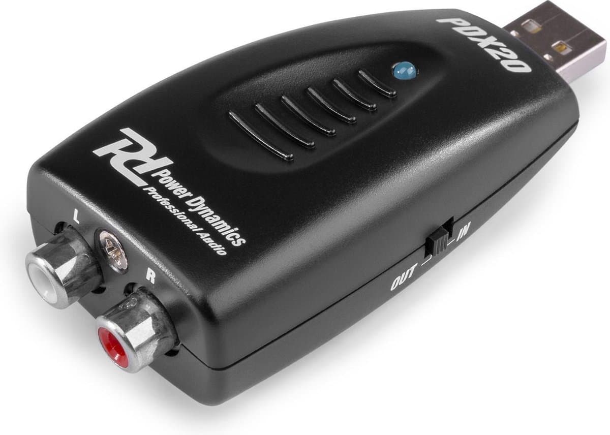 Audio interface - Power Dynamics PDX20 audio converter USB (digitaal) <-> RCA (analoog) — afbeelding 1