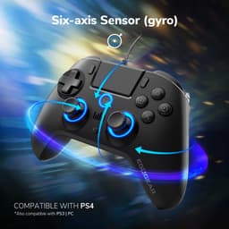 EgoGear - Bedrade controller met paddels SC10 zwart voor PS4/PS3/PC, aanpasbare RGB, trilmotoren, 3,5 mm aansluiting, 800 mAh — thumbnail 3