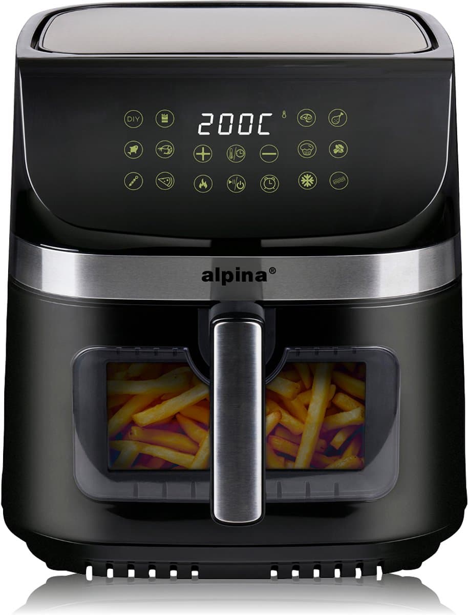 alpina Airfryer XXL - Heteluchtfriteuse 9L - Air Fryer 6 Personen en Meer - Heteluchtoven met Digitaal Touchscreen - Instelbare Temperatuur 60 tot 200 Graden - 8 Kookprogramma's — afbeelding 1