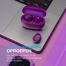 JLab Go Pop ANC Draadloze Oordopjes - Noise Cancelling Oortjes Draadloos - 24 uur Batterijduur - Bluetooth Multipoint - Met Microfoon - Geschikt voor Android en Apple - Clear Purple — thumbnail 5