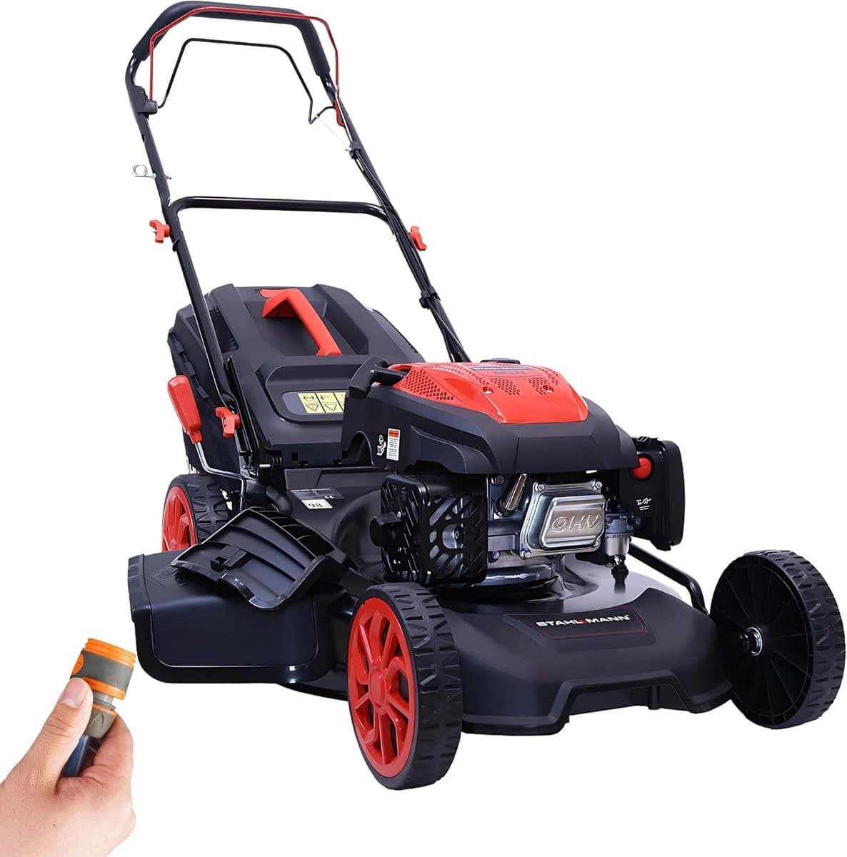 STAHLMANN Grasmaaier - BR532 - 7,0HP (5,1kW) Benzine Grasmaaier 53cm Zelfrijdend 223cc Benzinegrasmaaier met Aandrijving, 53cm Maaibreedte, Mulchen, Maaihoogteverstelling, Easy Clean Aansluiting, Grote Wielen, 60L Korf — afbeelding 1