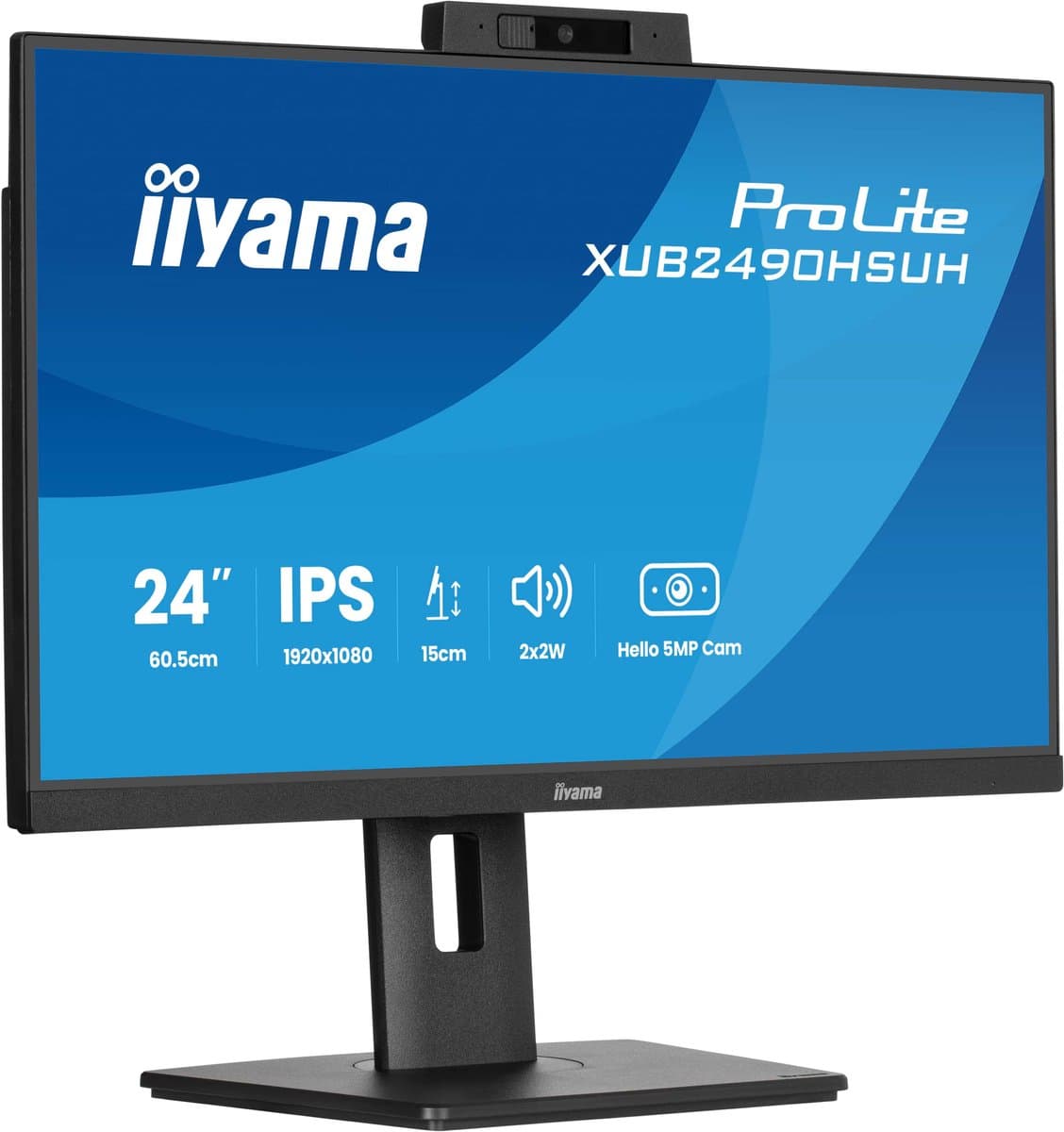 iiyama ProLite XUB2490HSUH-B2 - 24 inch - Full HD - IPS - USB-Hub (3x) - Verstelbaar - Windows Hello Cam — afbeelding 1