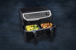 Gastronoma Dubbele Heteluchtfriteuse XL - 9L - 2 manden - 2400W Airfryer - 18290003 - Zwart — thumbnail 4