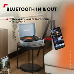 Retro Platenspeler Bluetooth in & out - Fenton RP118 - Model 2025 - Geschikt voor alle platen - Ingebouwde speakers - Blauw — thumbnail 3