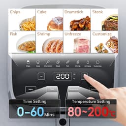 MIUI 5L- Airfryer- Airfryer XL- met Touch Control & Nonstick mandje & zichtbaar venster- Lichtgrijs — thumbnail 2