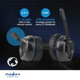 Nedis Gaming Headset - Over-Ear - Surround - USB Type-A - Inklapbare Microfoon - 2.10 m - LED — thumbnail 2