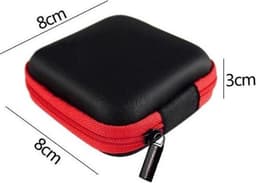 Oortjes Opberg Hoesje Voor Earphnes I Case Voor In-ear koptelefoon I Oortyejs Case | Headphone Organizer | Opbergcase Laadkabels I Zwart/Rood — thumbnail 2