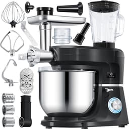 KESSER® 3 in 1 Keukenmachine Foodprocessor - Keukenmixer - Keukenrobotor K-KM 3000 met Kneder Multifunctionele Mixer 5,5 L Kom met 3 Menggereedschappen 1,5 L Sapcentrifuge Worstset Pasta & Koekjesvormen - Zwart — thumbnail 1