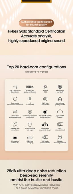 picun ANC-05L – over-ear bluetooth koptelefoon met ingebouwde micro - noise cancelling - zwart — thumbnail 3