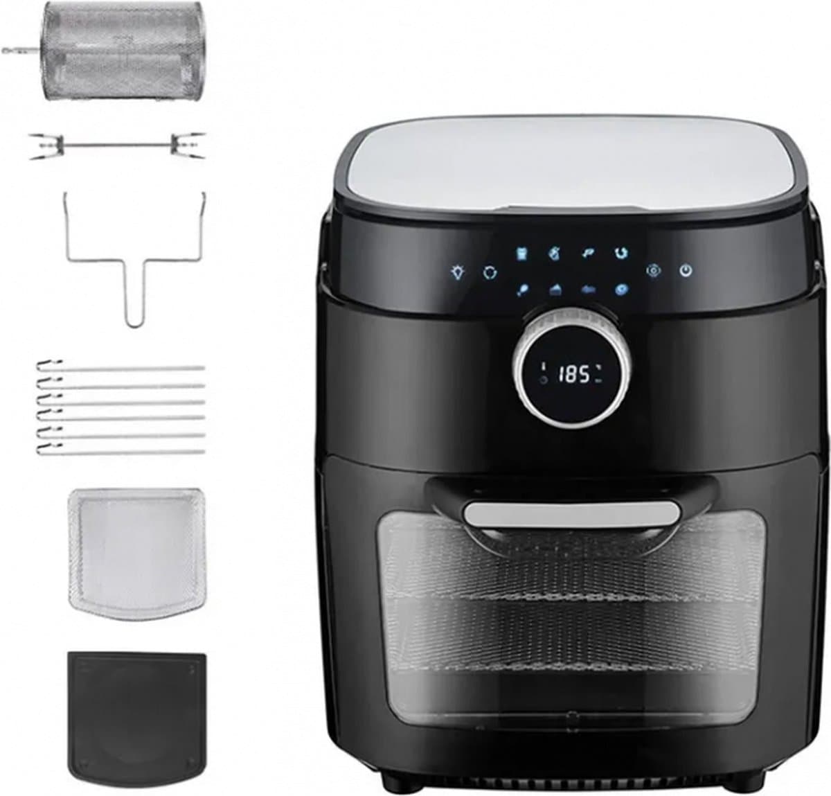 Dsp Kb2089 Airfryer oven - Hetelucht friteuse - 12 liter - 8 programma's - 5 accessoires - 80 tot 200°C - 1700 watt - Zwart — afbeelding 1