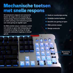 Mechanisch RGB Gaming Toetsenbord – Bedraad QWERTY Toetsenbord met Verlichting – Afneembare Polssteun – Anti-Ghosting — thumbnail 4