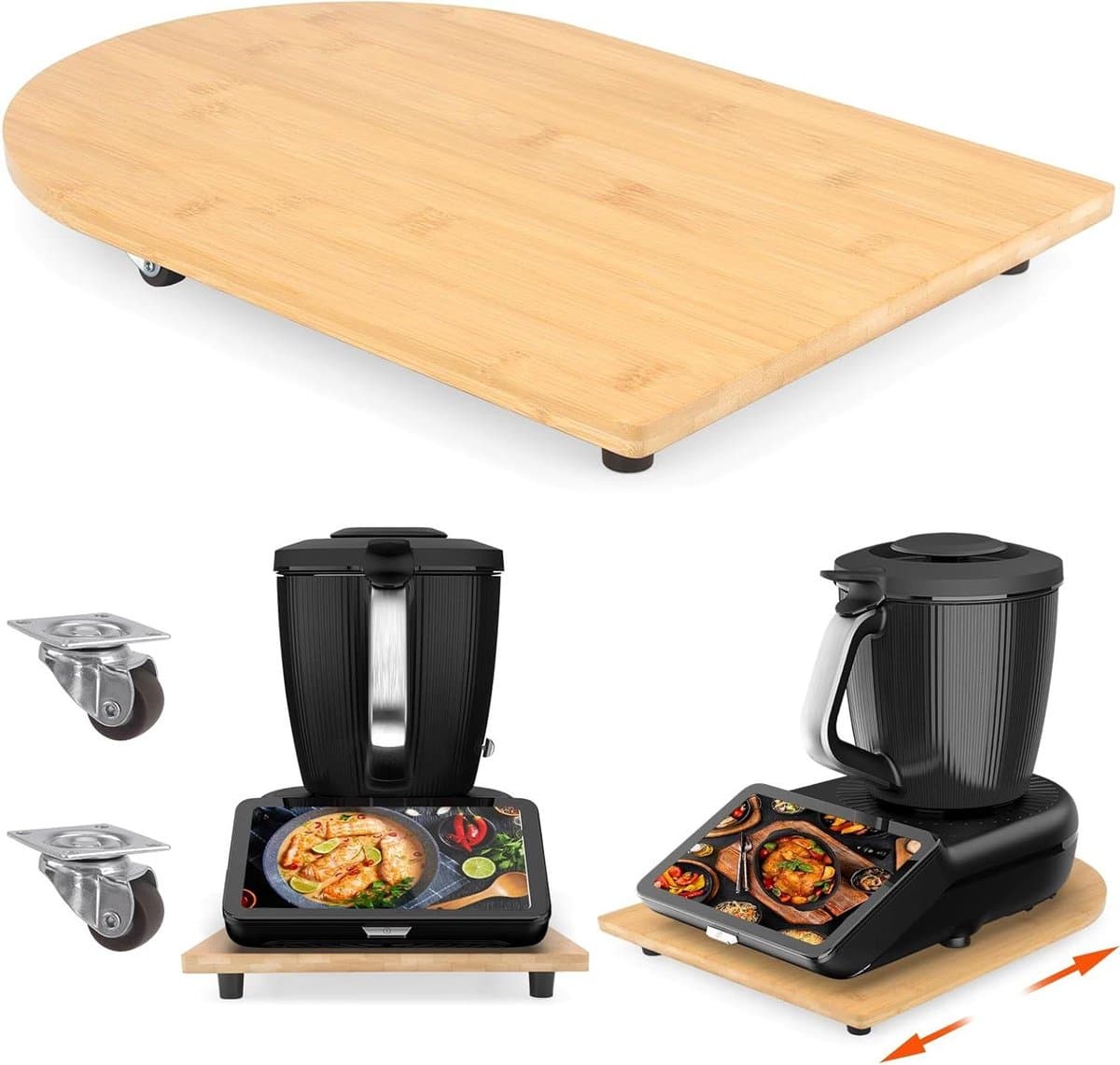 Schuifplank Keukenmachine - Rolplank Keukenapparaat - Keukenapparaat Verplaatsen - Met 360° Wielen - 40.8 cm - Bamboe — afbeelding 1