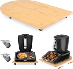 Schuifplank Keukenmachine - Rolplank Keukenapparaat - Keukenapparaat Verplaatsen - Met 360° Wielen - 40.8 cm - Bamboe — thumbnail 1