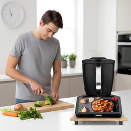 Schuifplank Keukenmachine - Rolplank Keukenapparaat - Keukenapparaat Verplaatsen - Met 360° Wielen - 40.8 cm - Bamboe — thumbnail 2