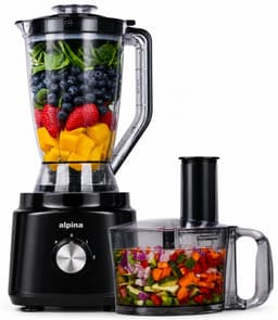 alpina 3-in-1 Foodprocessor, Blender en Smoothie Maker - Keukenmachine Multifunctioneel - Groentesnijder - Hakmolen - 2L - BPA-Vrij - Vaatwasserbestendig - FP413GS - Zwart — thumbnail 2