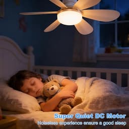 Plafondventilator met LED Verlichting – E27 Fitting – 3 Snelheden – Dimbaar (3000K-6500K) – Met Afstandsbediening & Timer – Stil — thumbnail 4