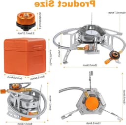 Kampvuurstove voor Buiten, Winddichte Kookbrander 6800W, Opvouwbare Gasbrander voor Kamperen, Hiking en Picknicks met Draagdoos — thumbnail 4
