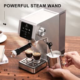 OLOEY Espressomachine van 20 bar-Compact ontwerp met stoomfunctie voor het opschuimen van melk-gemaakt van roestvrij staal-met een verwijderbaar waterreservoir van circa 1,18 liter-geschikt voor het maken van cappuccino's en lattes — thumbnail 4