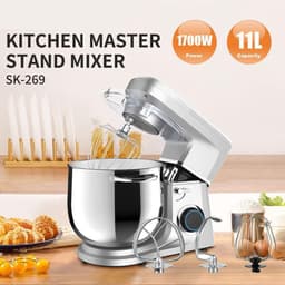 Keukenmixer - Voedselmixer - Bakken en koken - Krachtige 1700W motor - 11L capaciteit - Zilver — thumbnail 2