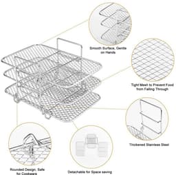 Dailygoods- Air Fryer Rack 3-laags - Roestvrij Staal - Stapelbaar - Magnetron/Oven Veilig - Geschikt voor Bakken - Verbeterde Luchtcirculatie - Kookrek — thumbnail 2