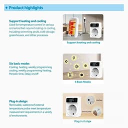 Slimme WiFi Thermostaat - Temperatuurregelaar Timer - Energie Besparen - App & Spraakbediening - 16A EU Stekker - Wit — thumbnail 5