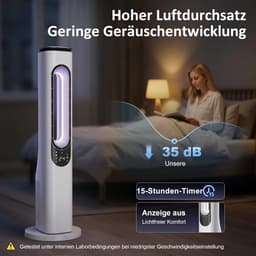 Torenventilator - Staande ventilator - Rustige slaap - Bladloos ontwerp - 955 cm hoog - Wit — thumbnail 3