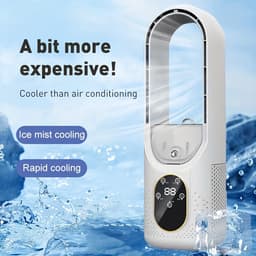 Bladeloze bureauventilator en draagbare luchtkoeler - USB-voeding, persoonlijke koeling, watergekoelde bevochtiging, ijsneveltechnologie, stille werking, automatische timer, geen LCD-display — thumbnail 2