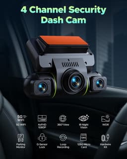 4 Kanaals Dash Cam - Auto Camera Set - Verkeersveiligheid Bewaken - 360 Graden Opname - 1080P Resolutie - Zwart — thumbnail 5