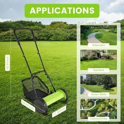 Handmatige grasmaaier - Duw grasmaaier - Gazononderhoud - 5-bladig maaisysteem - 30 cm snijbreedte - Groen Zwart — thumbnail 2