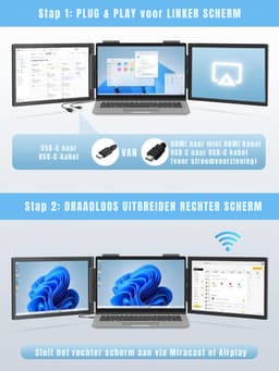 DnA® Professionele Portable Monitor - USB-C - 14 Inch - Double Draagbare Monitor - Portable Monitor Voor Laptop - Zwart - 1cm x 34cm x 21cm — thumbnail 4