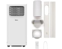 Daity Draagbare airconditioner van 9000 BTU – Drie-in-één functie (airconditioning, ontvochtiging, luchttoevoer) – Slaapstand – 2,1 kW vermogen – Inclusief afstandsbediening, afdichtingsplaat, afvoerbuis, connector en plat mondstuk.