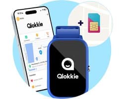 Qlokkie Kiddo Slim 2 Blauw – GPS horloge kind – Smartwatch kinderen – GPS tracker kind met nauwkeurige locatiebepaling – GPS horloge met simkaart – Videobellen – SOS functie – Stel veilige zones in – Waterdicht IP68