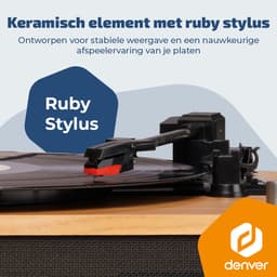 Denver Platenspeler - Ingebouwde speakers - Retro - Auto stop - Bluetooth - VPB262LW — thumbnail 3