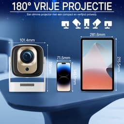 Mini Beamer - Android 11 - WiFi 6 & Bluetooth 5.4 - Full HD 1080P Ondersteuning - 180° Draaibaar - HY260 Pro — thumbnail 5