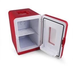 KZQ Mini koelkast 15 liter 2-in-1 minibar koel en warm AC/DC 230V/12V draagbaar rood zwarte glazen deur voor auto kantoor camping thuis eten drinken — thumbnail 2
